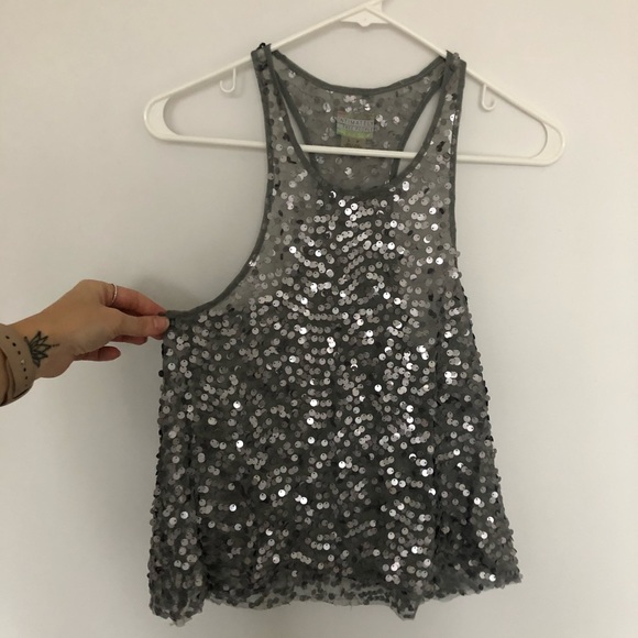 Free people silver sequin racer back - Picture 3 of 5